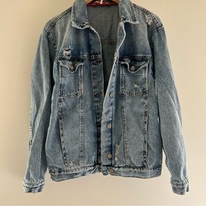 Free People Ramona Denim Distressed Trucker Jacket - XS